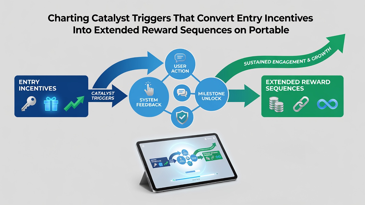 Flowchart style diagram illustrating how entry incentives progress into chained reward sequences across mobile slot sessions