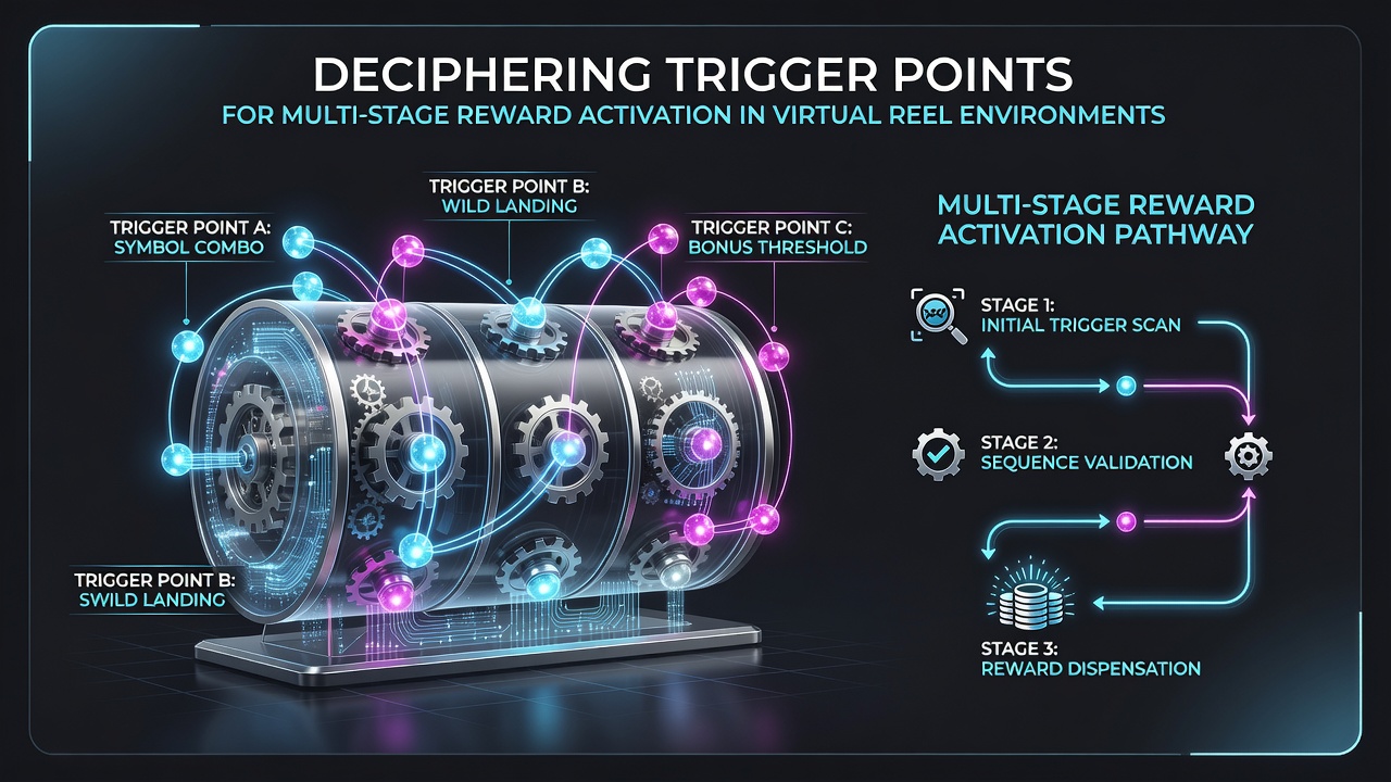 Screenshot of virtual reel interface displaying active trigger zones and progressing reward meters during a multi-stage sequence