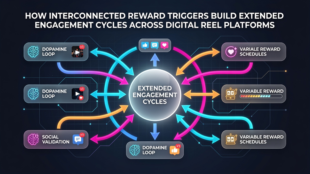 Analytics dashboard displaying engagement cycle metrics and chained reward activation paths