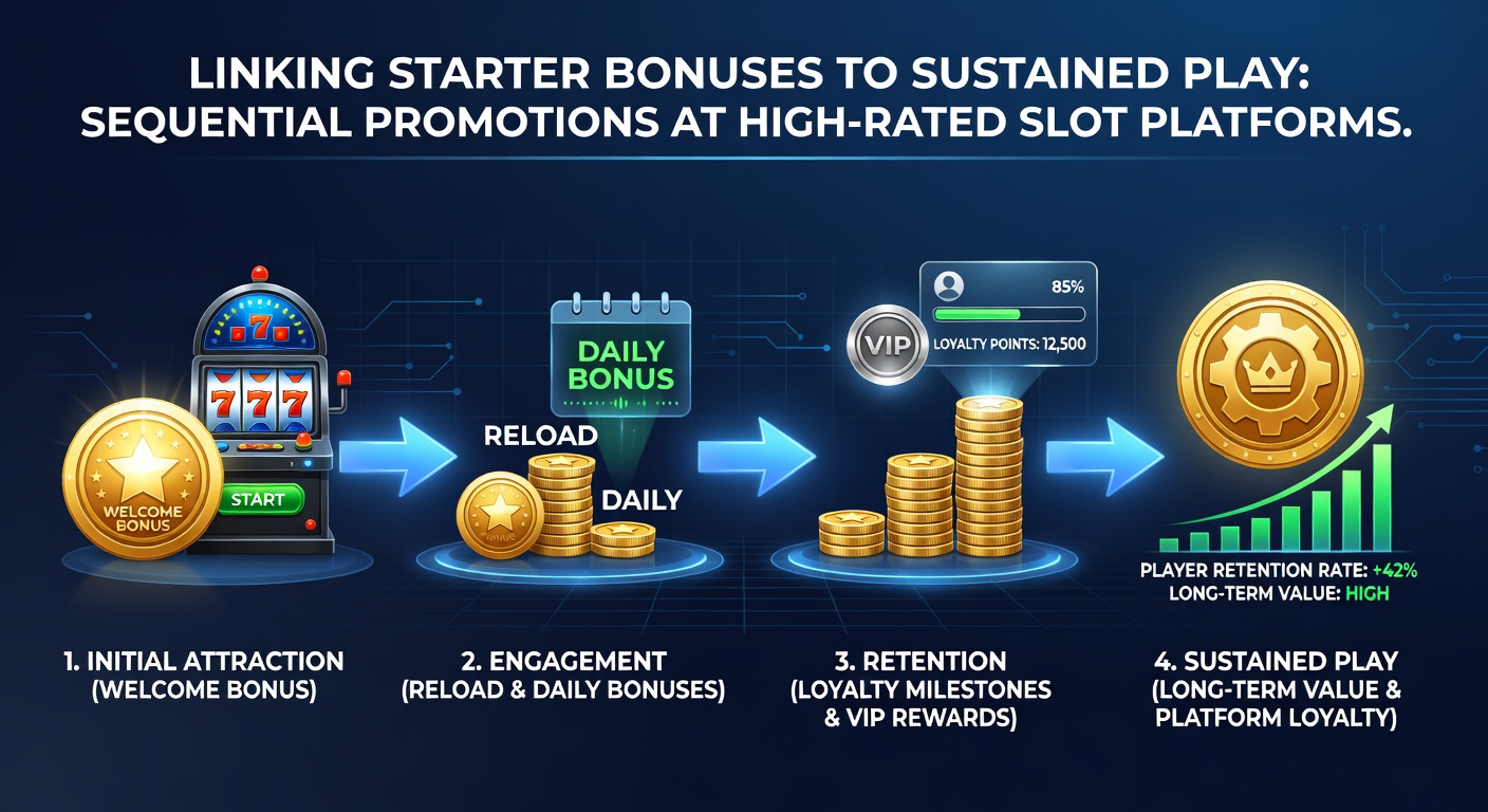 Animated graphic of a ladder ascending through glowing bonus levels, symbolizing progression from free spins to VIP rewards on slot platforms