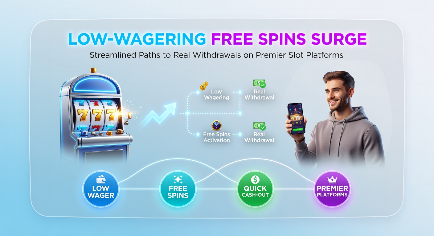 Screenshot of a slot platform dashboard displaying low-wagering free spins progress bar nearing completion, with withdrawal button highlighted