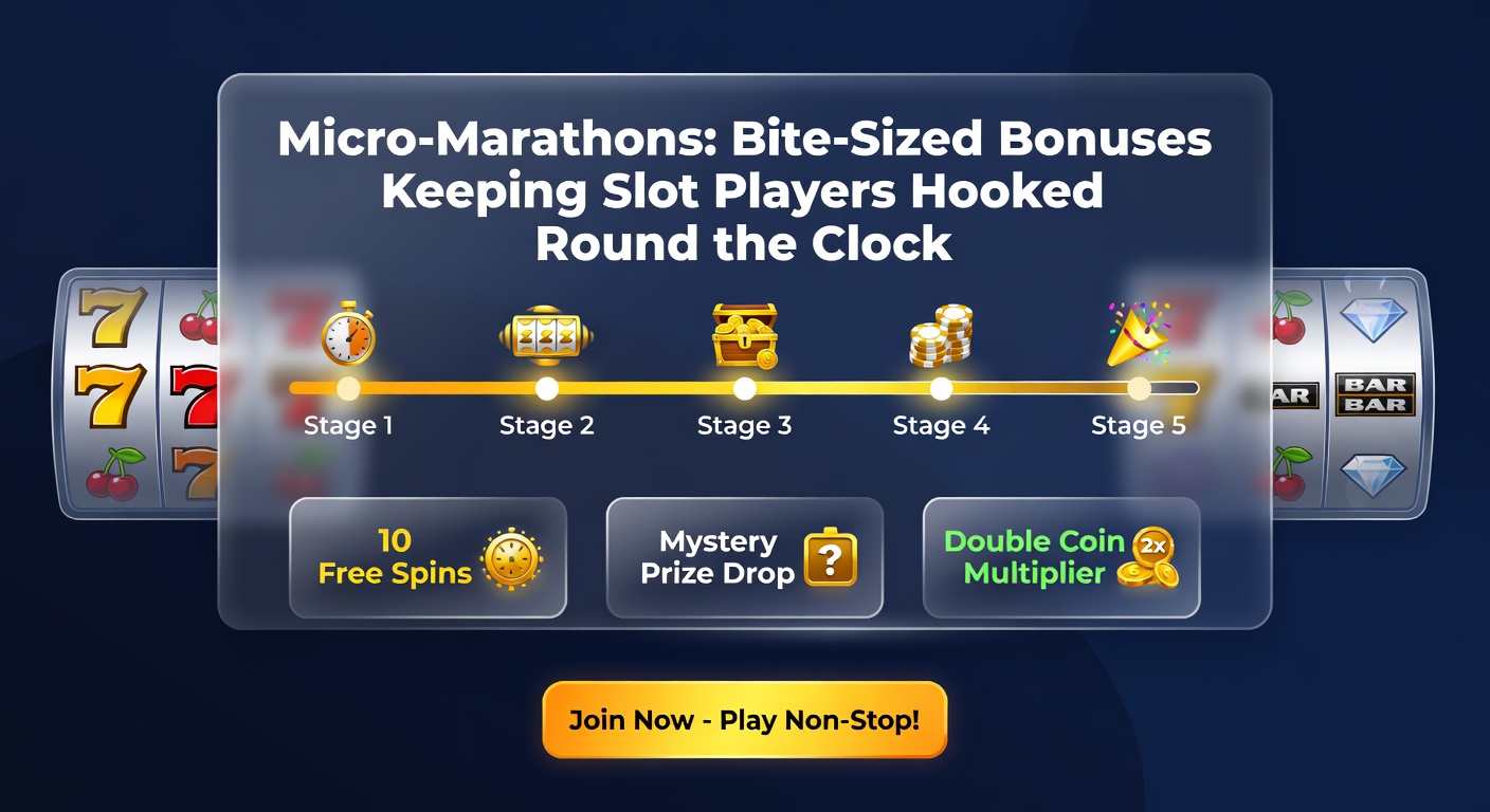 Mobile slot interface displaying multiple micro-marathon timers with recent winner alerts and spinning reels in the background