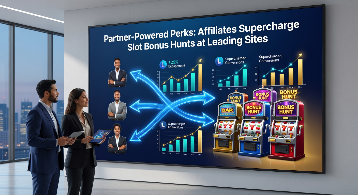 Dynamic illustration of affiliate dashboards displaying bonus maps, player paths to jackpots, and cascading reward chains in slot interfaces