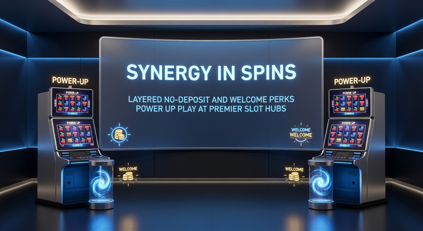 Dynamic graphic of layered bonus stacks merging no-deposit coins with welcome fireworks, illustrating extended slot adventures at leading online casinos