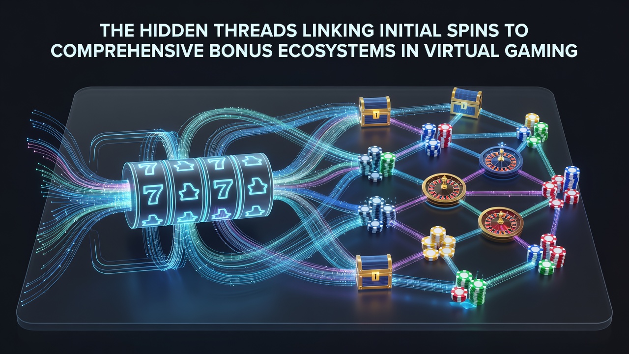 Network visualization of how initial spins link into full bonus ecosystems and player progression tracks