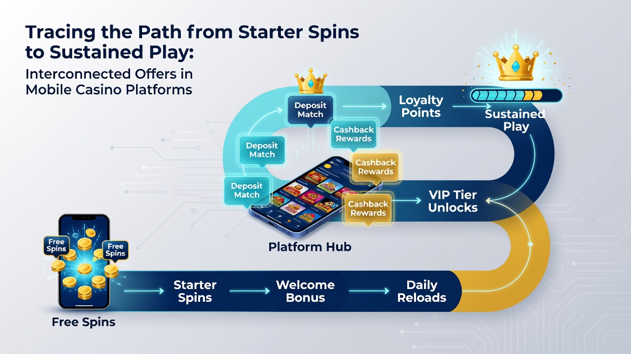 Illustration of bonus chain progression in a mobile slot application showing transitions between offers